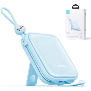 Powerbank Joyroom JR-L008 Cutie Series 10000mAh 22.5W Stand + kable USB-C i Lightning niebieski