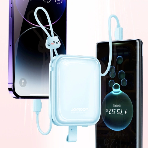 Kup Powerbank Joyroom JR-L008 Cutie Series 10000mAh 22.5W Stojan + kabely USB-C a Lightning modrý - JYR613 - {ean13} - Sklep Home Screen