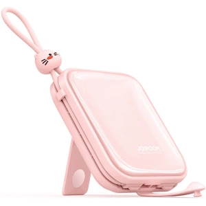 Powerbank Joyroom JR-L008 Cutie Series 10000mAh 22.5W Stand + kable USB-C i Lightning różowy