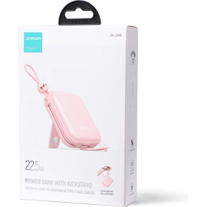 Powerbank Joyroom JR-L008 Cutie Series 10000mAh 22.5W Stand + kable USB-C i Lightning różowy