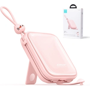 Powerbank Joyroom JR-L008 Cutie Series 10000mAh 22.5W Stand + kable USB-C i Lightning różowy