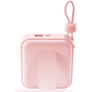 Powerbank Joyroom JR-L008 Cutie Series 10000mAh 22.5W Stand + kable USB-C i Lightning różowy