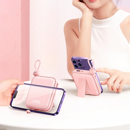 Kup Powerbank Joyroom JR-L008 Cutie Series 10000mAh 22.5W állvány + USB-C és Lightning kábelek rózsaszín - JYR614 - {ean13} - Sklep Home Screen
