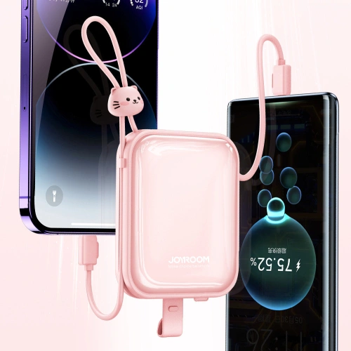 Kup Powerbank Joyroom JR-L008 Cutie Series 10000mAh 22.5W állvány + USB-C és Lightning kábelek rózsaszín - JYR614 - {ean13} - Sklep Home Screen