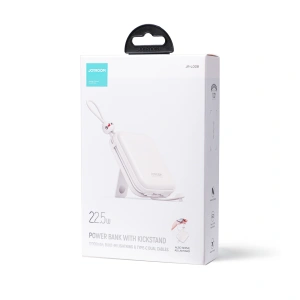 Powerbank Joyroom JR-L008 Cutie Series 10000mAh 22.5W Stand + kable USB-C i Lightning biały