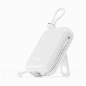 Powerbank Joyroom JR-L008 Cutie Series 10000mAh 22.5W Stand + kable USB-C i Lightning biały