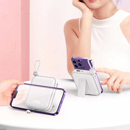 Buy Powerbank Joyroom JR-L008 Cutie Series 10000mAh 22.5W Stand + USB-C and Lightning cables white - JYR615 - {ean13} - Home Screen Store Europe
