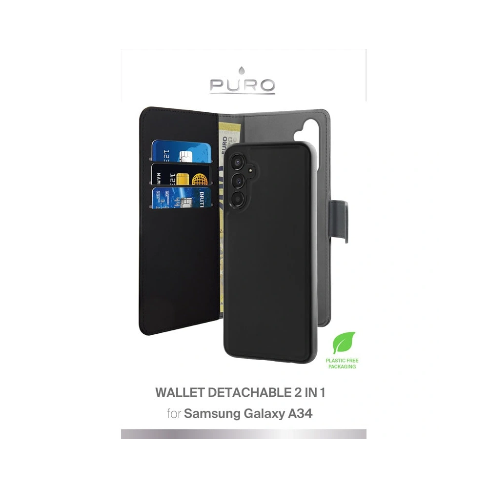 Etui PURO Wallet Detachable 2w1 Samsung Galaxy A34 5G (czarny)