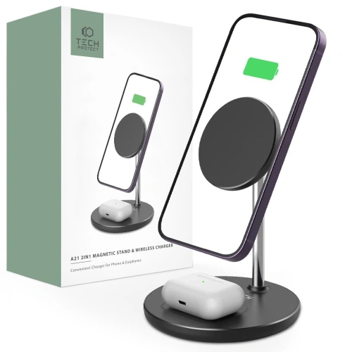 Kup Încărcător wireless Tech-Protect QI15W-A21 2in1 Magnetic MagSafe Wireless Charger Black - THP1863 - {ean13} - Sklep Home Screen