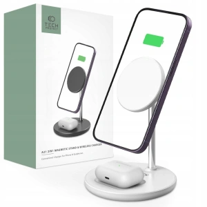 Kup Ładowarka bezprzewodowa Tech-Protect QI15W-A21 2in1 Magnetic MagSafe Wireless Charger White - THP1864 - {ean13} - Sklep Home Screen
