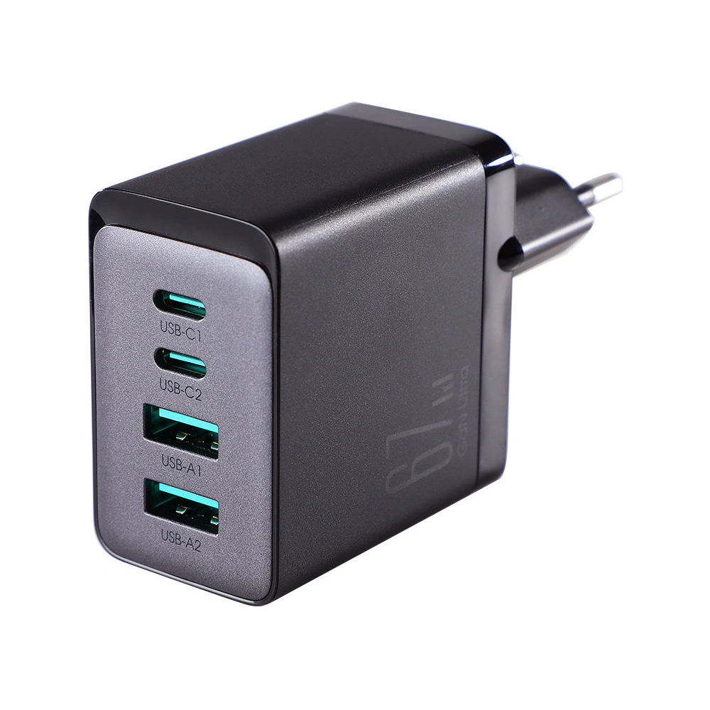 Ładowarka sieciowa Joyroom TCG02 GaN 67W 4-port (2x USB, 2x USB C) czarna + kabel USB-C/USB-C 100W 1.2m