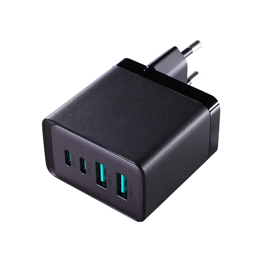 Ładowarka sieciowa Joyroom TCG02 GaN 67W 4-port (2x USB, 2x USB C) czarna + kabel USB-C/USB-C 100W 1.2m