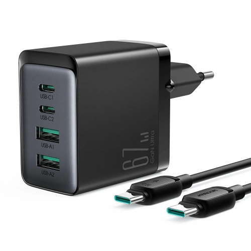 Kup Încărcător de rețea Joyroom TCG02 GaN 67W 4-port (2x USB, 2x USB C) negru + cablu USB-C/USB-C 100W 1.2m - JYR621 - {ean13} - Sklep Home Screen