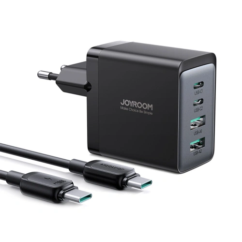 Kup Încărcător de rețea Joyroom TCG02 GaN 67W 4-port (2x USB, 2x USB C) negru + cablu USB-C/USB-C 100W 1.2m - JYR621 - {ean13} - Sklep Home Screen