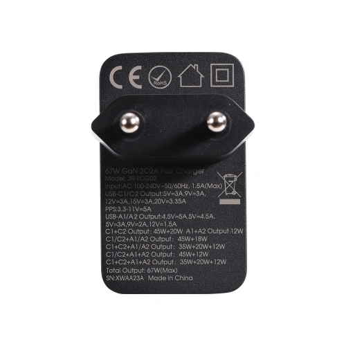 Kup Încărcător de rețea Joyroom TCG02 GaN 67W 4-port (2x USB, 2x USB C) negru + cablu USB-C/USB-C 100W 1.2m - JYR621 - {ean13} - Sklep Home Screen
