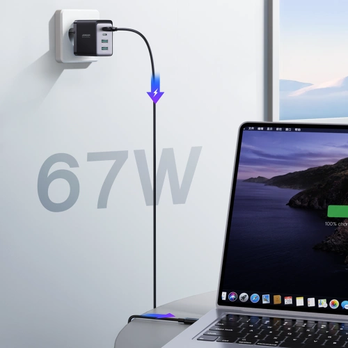 Kup Încărcător de rețea Joyroom TCG02 GaN 67W 4-port (2x USB, 2x USB C) negru + cablu USB-C/USB-C 100W 1.2m - JYR621 - {ean13} - Sklep Home Screen