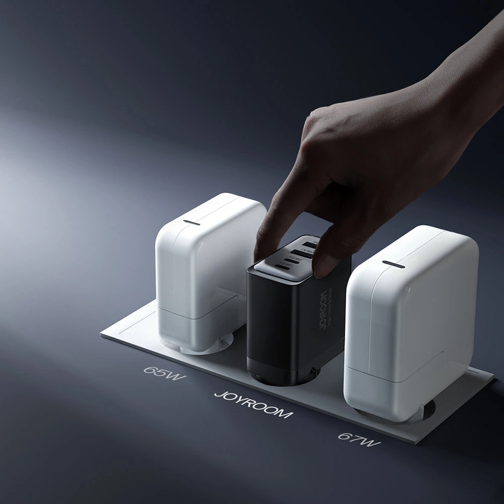 Ładowarka sieciowa Joyroom TCG02 GaN 67W 4-port (2x USB, 2x USB C) czarna + kabel USB-C/USB-C 100W 1.2m