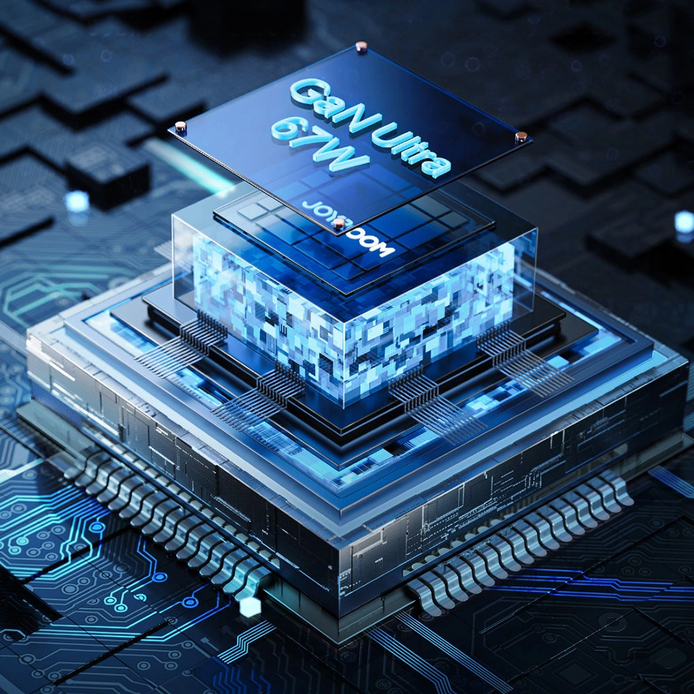 Ładowarka sieciowa Joyroom TCG02 GaN 67W 4-port (2x USB, 2x USB C) czarna + kabel USB-C/USB-C 100W 1.2m