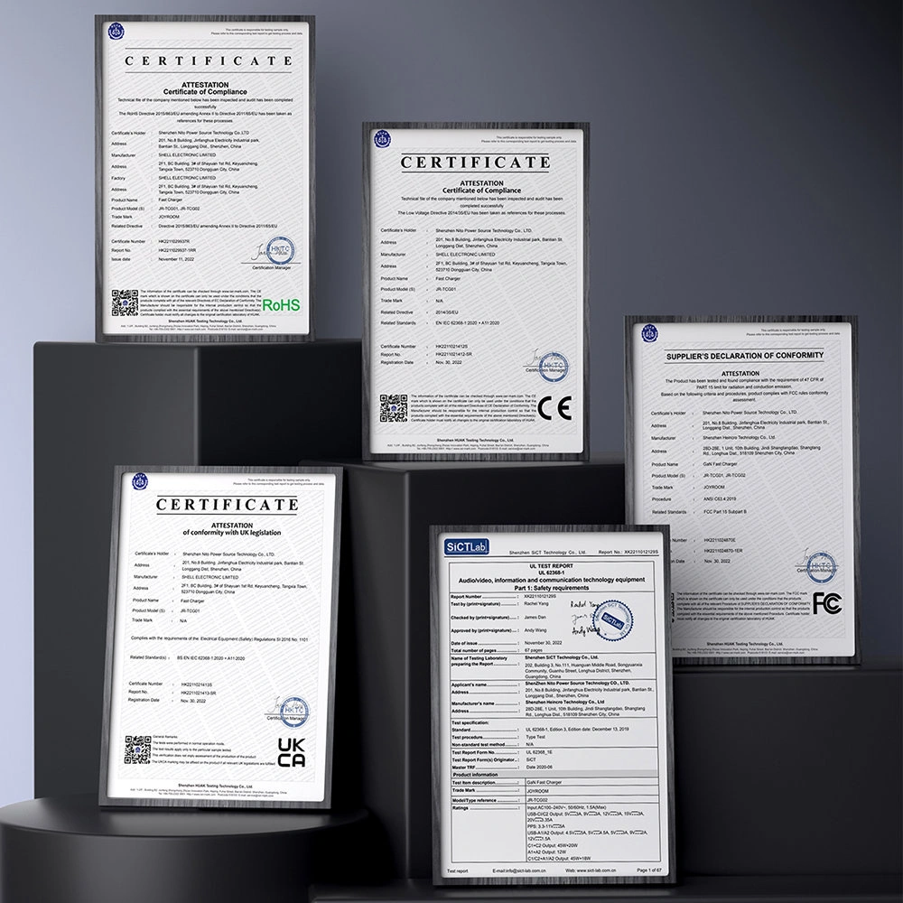 Ładowarka sieciowa Joyroom TCG02 GaN 67W 4-port (2x USB, 2x USB C) czarna + kabel USB-C/USB-C 100W 1.2m