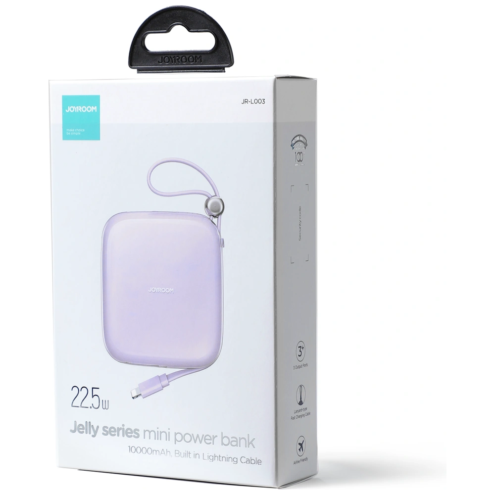 Powerbank Joyroom JR-L003 Jelly Series 10000mAh 22.5W + kabel Lightning fioletowy