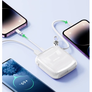 Powerbank Joyroom JR-L003 Jelly Series 10000mAh 22.5W + kabel Lightning biały