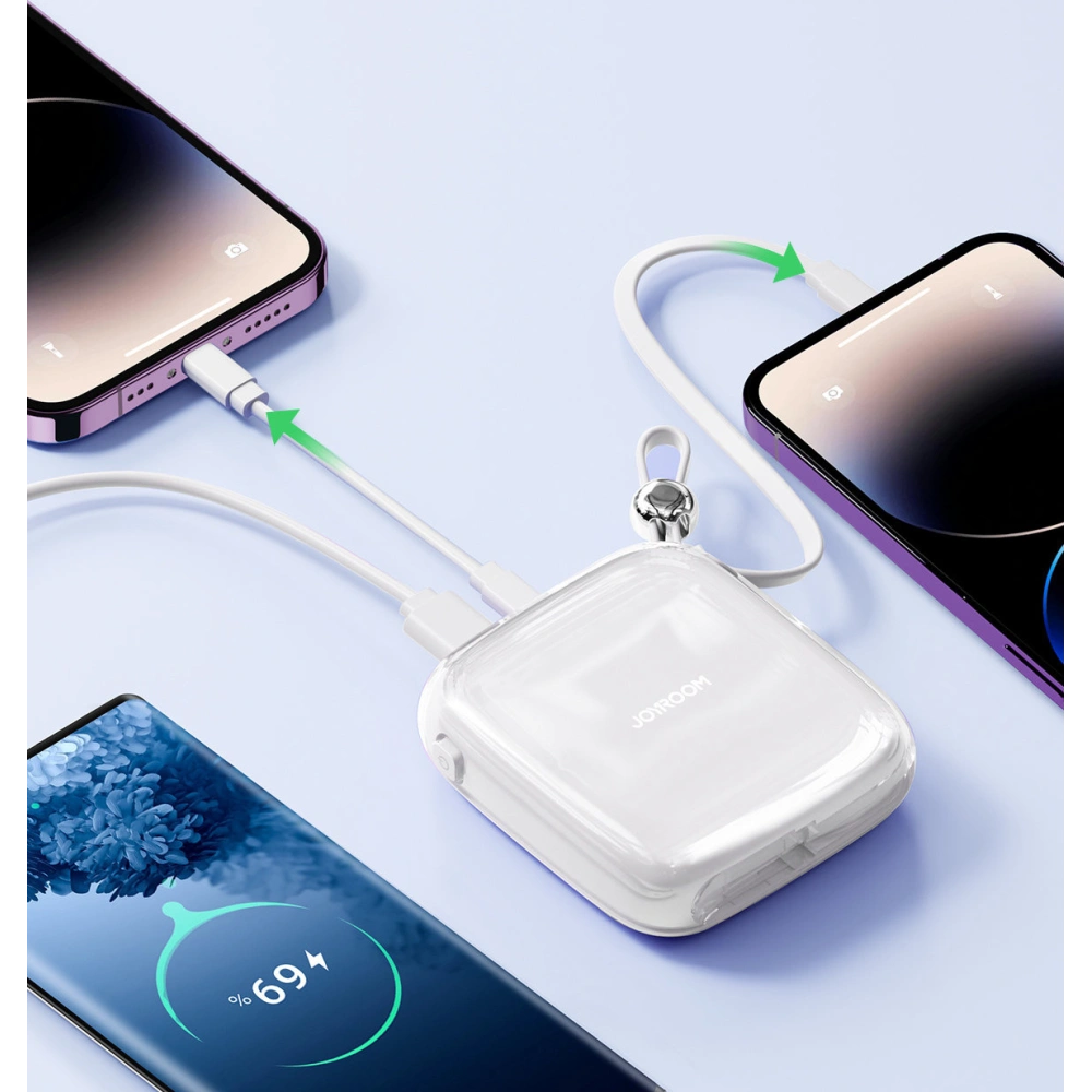 Powerbank Joyroom JR-L003 Jelly Series 10000mAh 22.5W + kabel Lightning biały