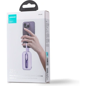 Powerbank Joyroom JR-L012 Colorful Series 10000mAh 22.5W+ kabel USB-C i Lightning fioletowy