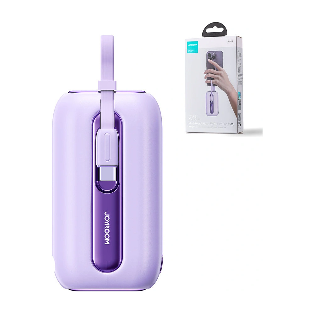 Powerbank Joyroom JR-L012 Colorful Series 10000mAh 22.5W+ kabel USB-C i Lightning fioletowy