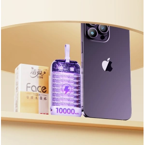 Powerbank Joyroom JR-L012 Colorful Series 10000mAh 22.5W+ kabel USB-C i Lightning fioletowy