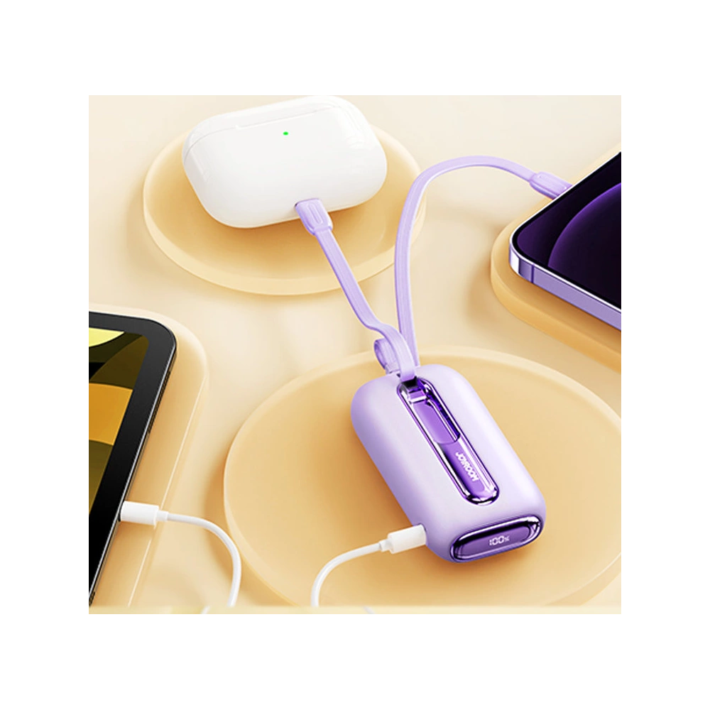 Powerbank Joyroom JR-L012 Colorful Series 10000mAh 22.5W+ kabel USB-C i Lightning fioletowy