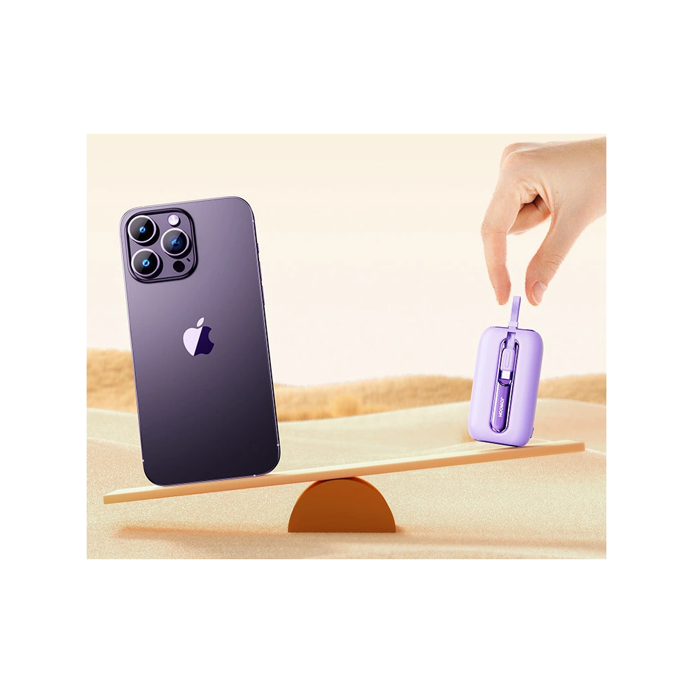 Powerbank Joyroom JR-L012 Colorful Series 10000mAh 22.5W+ kabel USB-C i Lightning fioletowy