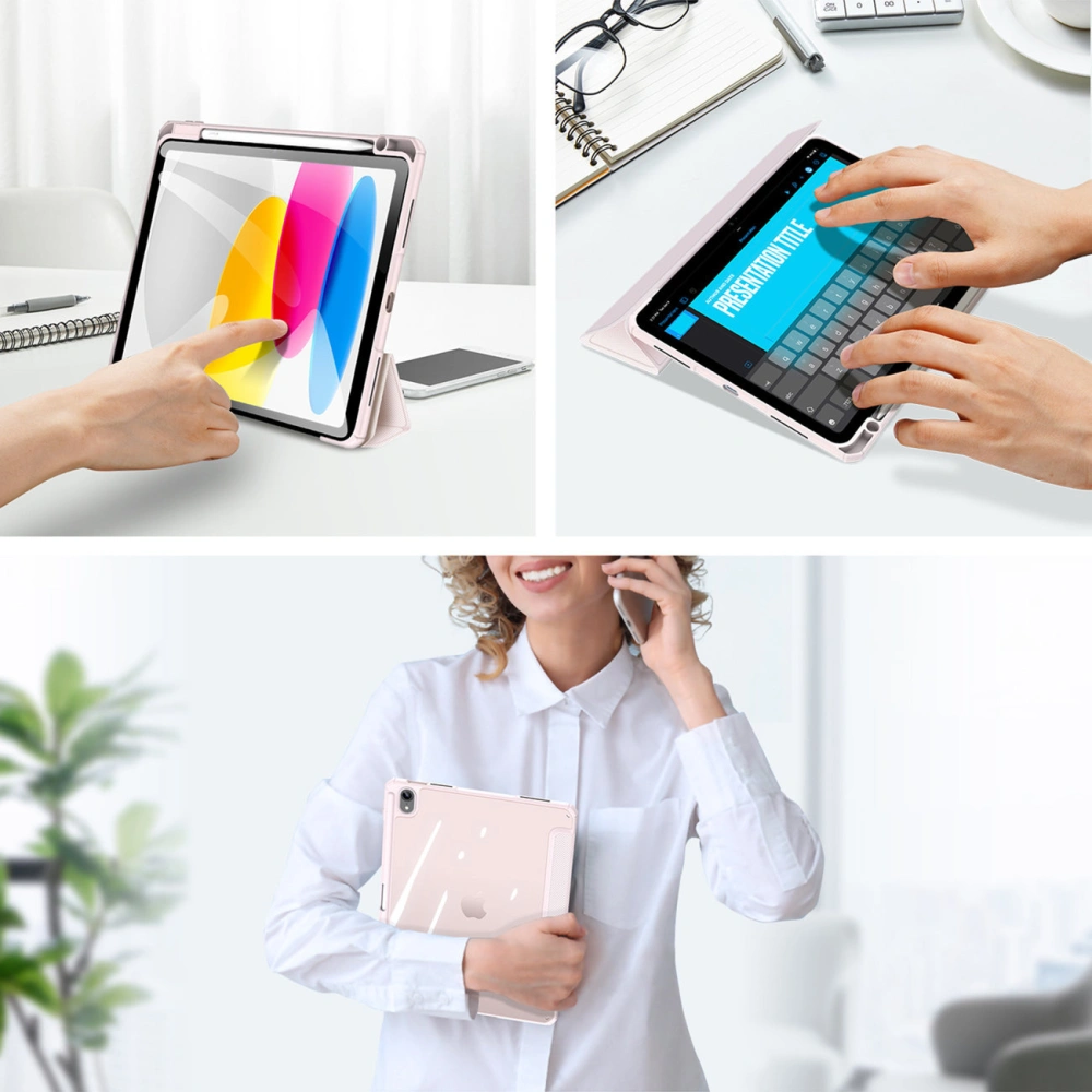 Etui Dux Ducis Toby Apple iPad 10.9 2022 (10. generacji) + Pencil holder różowe
