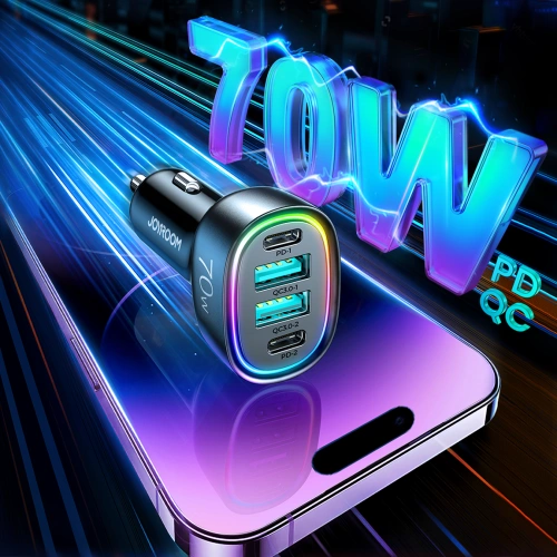 Kup Ładowarka samochodowa Joyroom JR-CL29 70W 2x USB-C, 2x USB-A czarna - JYR637 - {ean13} - Sklep Home Screen