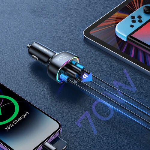 Kup Ładowarka samochodowa Joyroom JR-CL29 70W 2x USB-C, 2x USB-A czarna - JYR637 - {ean13} - Sklep Home Screen