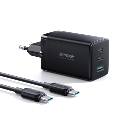 Kup Síťová nabíječka Joyroom TCG01 GaN 65W 2x USB-C, 1x USB-A černá + kabel USB-C/USB-C 100W 1.2m - JYR638 - {ean13} - Sklep Home Screen