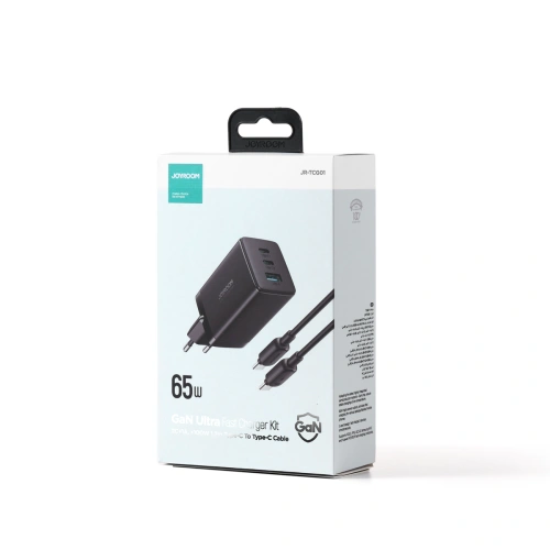 Kup Síťová nabíječka Joyroom TCG01 GaN 65W 2x USB-C, 1x USB-A černá + kabel USB-C/USB-C 100W 1.2m - JYR638 - {ean13} - Sklep Home Screen