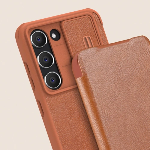 Kup Etui Nillkin Qin Leather Pro Samsung Galaxy S23+ Plus brązowe - NLK1008 - {ean13} - Sklep Home Screen