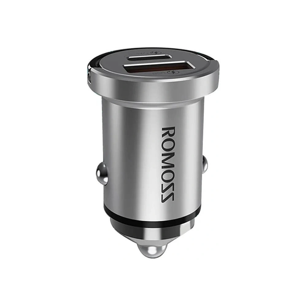 Ładowarka samochodowa Romoss AU45T, USB + USB-C, PD + QC 45W (srebrna)
