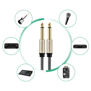 Kabel UGREEN AV128 mono TS jack 6,35mm - jack 6,35mm 5m szary
