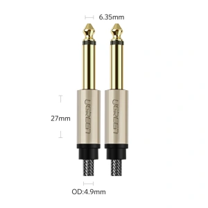 Kabel UGREEN AV128 mono TS jack 6,35mm - jack 6,35mm 5m szary