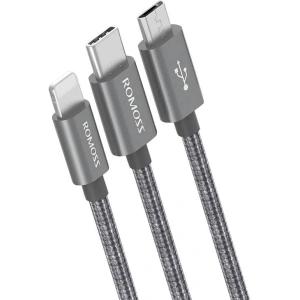 Kup Cablul USB Romoss CB25N 3w1 USB-A/USB-C - Lightning - microUSB 3A 1m (gri) - ROM50 - {ean13} - Sklep Home Screen