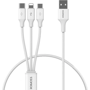 Kup Kabel USB Romoss CB251V 3w1 USB-A/USB-C - Lightning - microUSB 3.5A 1.2m (alb) - ROM51 - {ean13} - Sklep Home Screen
