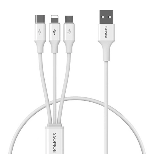 Kup Kabel USB Romoss CB251V 3w1 USB-A/USB-C - Lightning - microUSB 3.5A 1.2m (alb) - ROM51 - {ean13} - Sklep Home Screen