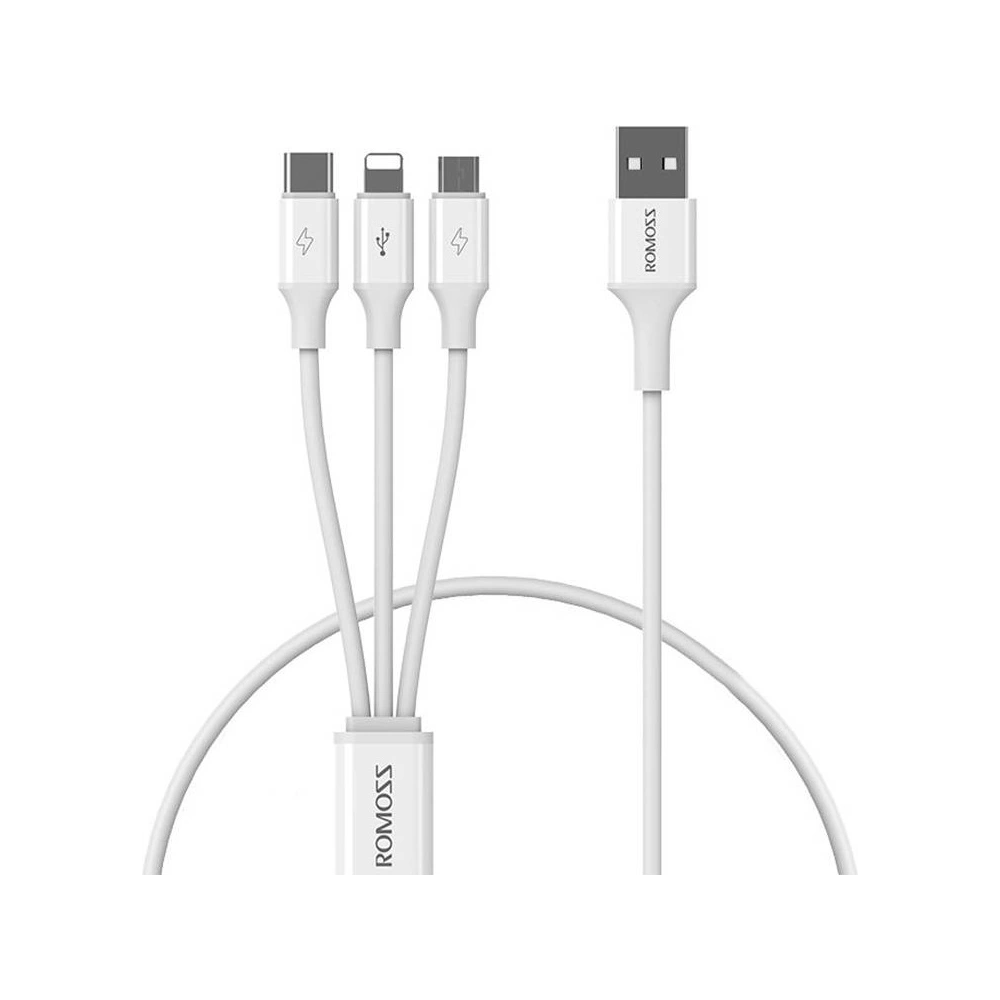 Kabel USB Romoss CB251V 3w1 USB-A/USB-C - Lightning - microUSB 3.5A 1.2m (biały)
