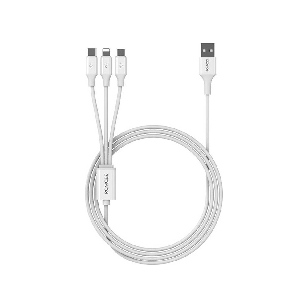 Kabel USB Romoss CB251V 3w1 USB-A/USB-C - Lightning - microUSB 3.5A 1.2m (biały)