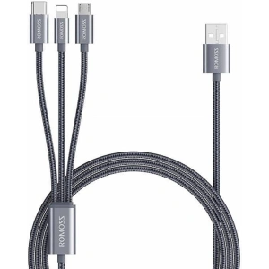 Kup Kabel USB Romoss CB25A 3w1 USB-A/USB-C - Lightning - microUSB 3A 1.5m (gri) - ROM52 - {ean13} - Sklep Home Screen