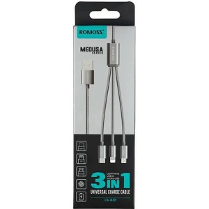 Kup Kabel USB Romoss CB25A 3w1 USB-A/USB-C - Lightning - microUSB 3A 1.5m (gri) - ROM52 - {ean13} - Sklep Home Screen