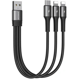 Kabel Joyroom S-01530G10 3w1 USB-A/USB-C - 2x Lightning 3.5A 0,15m (černý)