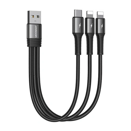 Kup Joyroom Kabel S-01530G10 3in1 USB-A/USB-C - 2x Lightning 3.5A 0.15m (schwarz) - JYR642 - {ean13} - Sklep Home Screen