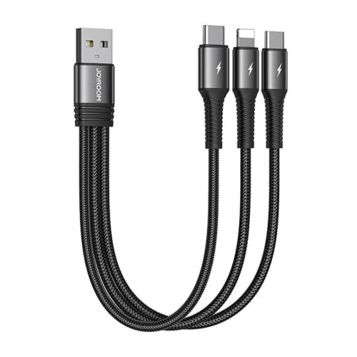Kup Kábel Joyroom S-01530G11 3w1 USB-A/2x USB-C - Lightning 3.5A 0,15m (fekete) - JYR643 - {ean13} - Sklep Home Screen
